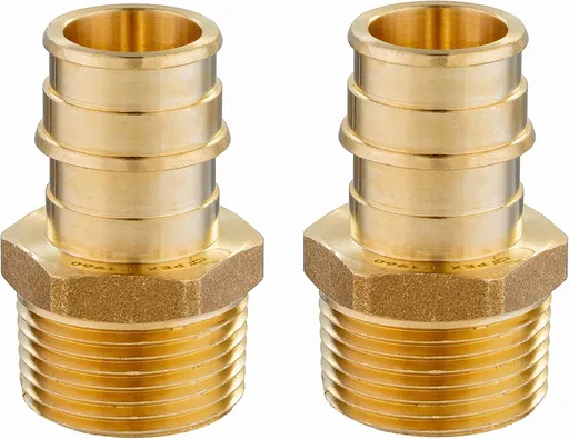 (Pack of 2) Pex A Full Flow Expansion Brass Fittings 1"x 1" Male NPT Adapter, ASTM F1960,(PEX1960019)