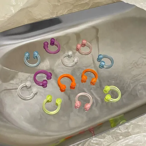 Clear Nose Septum Rings Retainer, Plastic Nose Rings for Work Surgery, Horseshoe Smiley Piercing Jewelry, Clear Piercing Retainer