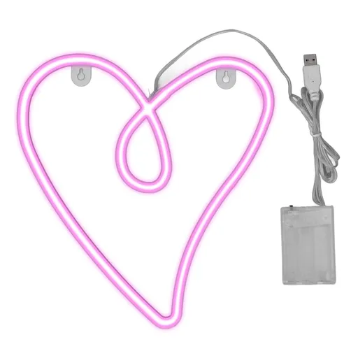Heart Neon Light Dual Power Supply Retro IP45 Waterproof LED Neon Lamp for Living Room Valentine's Day Party Bar Decor Pink Light