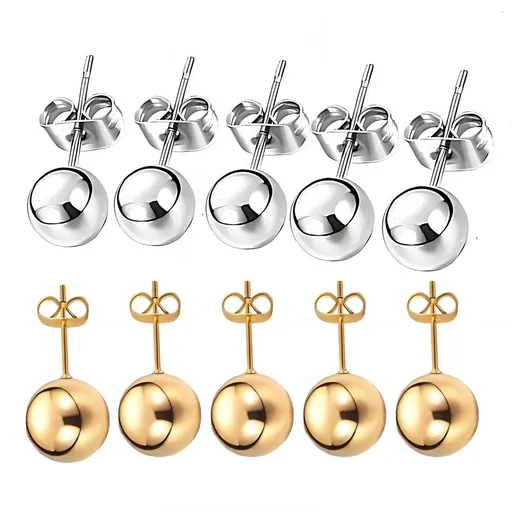 10Pcs Stud Earrings for Women,Bare Feel Flat Back Stud Earrings,Low-Friction Stud Earrings for Women Hypoallergenic,Multicolor2
