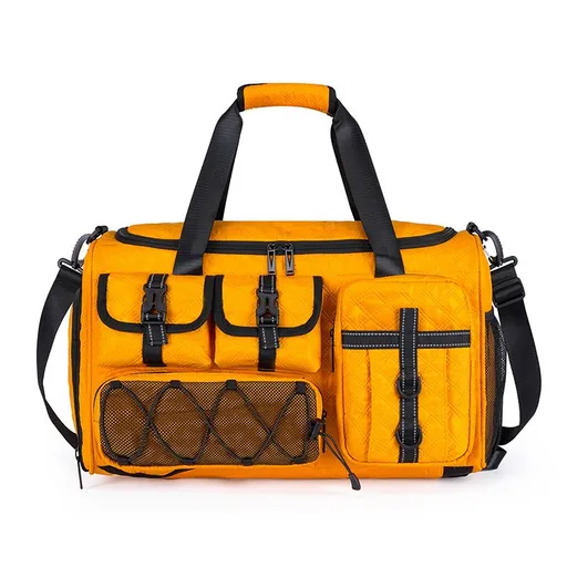 Sports Gym Duffel Bag 48x28x30cm with Shoe Compartment Wet Dry Separation - Yellow