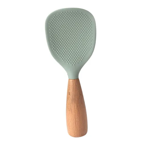 Silicone Rice Spoon Kitchen Utensils Cooking Ladle Wooden Rice Paddle Rice Spatula Korean Rice Paddle Rice Serving Spoon Scoop