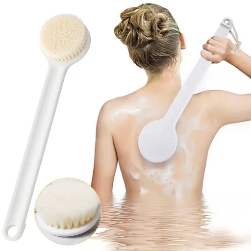 Body Brush Dry Brushing Shower Brush | Long Handle Back Scrubber Massage Brush for Men Women | Soft Nylon Bristle Body Scrub Brush | Bath Brush for Home Travel Use