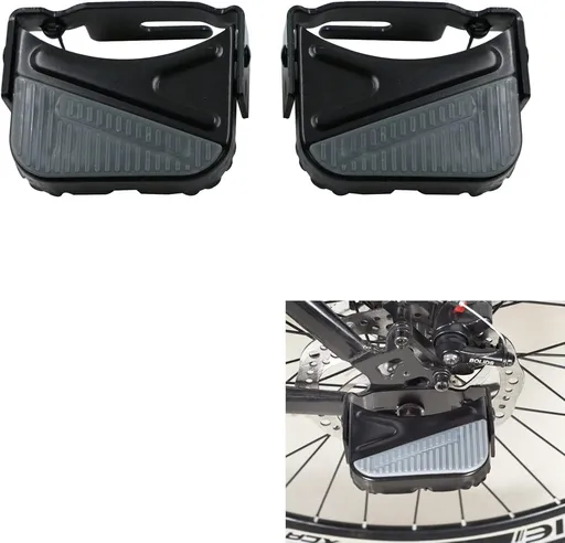 Bike rear pedal folding pedal footrest - mountain bike trekking cycling bike accessories pedals resin universal pegs footrest axle extension foot pedal rear black 1 pair 9.1 x 9.4 cm