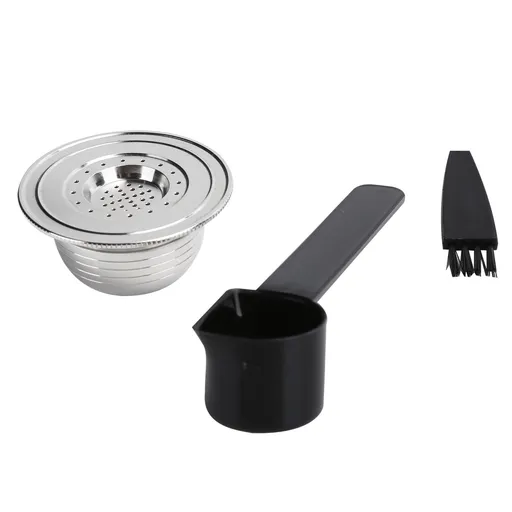 Coffee Capsule Kit Reusable Stainless Steel Filter Cup with Spoon Brush Gaskets Fit for BIALETTI