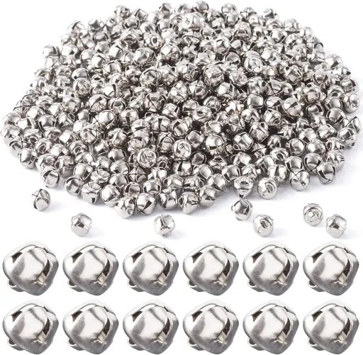 Small Jingle Bells for Crafts 400pcs, Metal Gold Silver Mini Jingle Bells Tiny Craft Bells for DIY Bracelet Anklets Necklace Knitting Jewelry Making Christmas Decoration