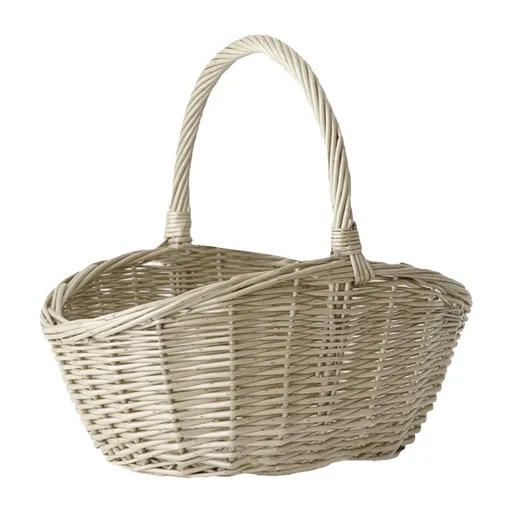 Natural Wicker Basket with Handle, Portable Rattan Storage Basket for Picnic, Fruit & Vegetable Collection, Rustic Farmhouse Decor for Home Garden, 9.06 Inch