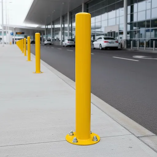 Yellow Heavy Duty Steel Bollard Post With Base Plate