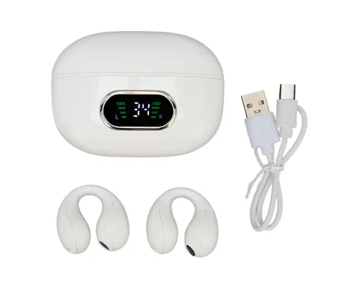 Bluetooth Translator Earphone 144 Languages Stereo Clip On Translation Earbuds with Charging Case for Android IOS White