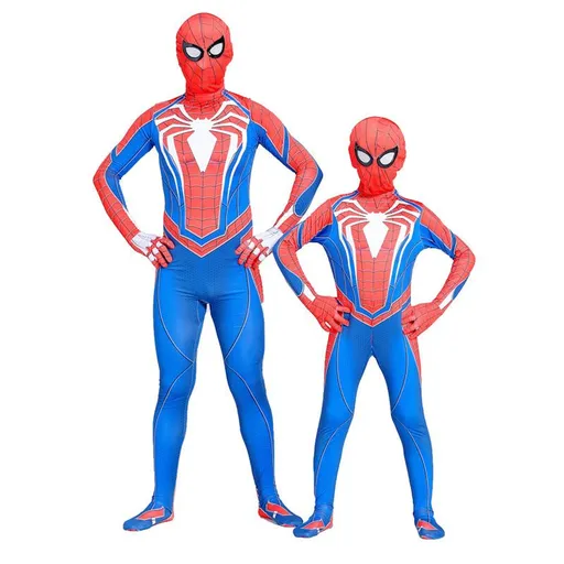 Spiderman Cosplay Costume Milk Silk One Piece Suit ps4 White Spider + Head Cover Children's 140 yards