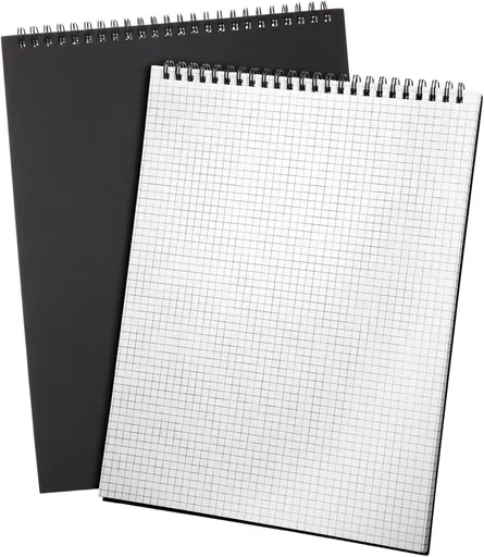 2 Pack Top Spiral Graph Paper Notebooks 8.7 X11.4 Inch A4 Grid Notepad 70 Sheet Memo Steno Pad for Engineering Writing Sketching Drawing School Office Supplies (Black) Black -