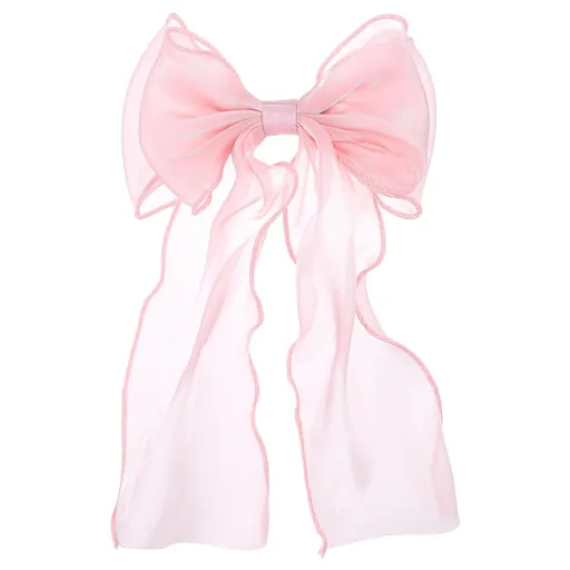 Large Pink Bow, Pink Bows for Hair Clip with Long Ribbon Tail for Women & Girls,