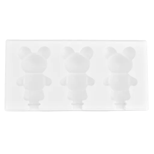 Multi Grid Silicone Ice Bar Mold Heat Resistant Ice Cream Making Mold Kitchen DIY Tool(3Grid Bear Shape )