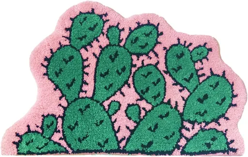 Monstera Leaf Non Slip Soft Kids Playmat Nursery Door Mat Area Rugs Luxury Plush Kids Game Play Carpet Bathroom Rugs Bathmat Shower Decor (Cactus)