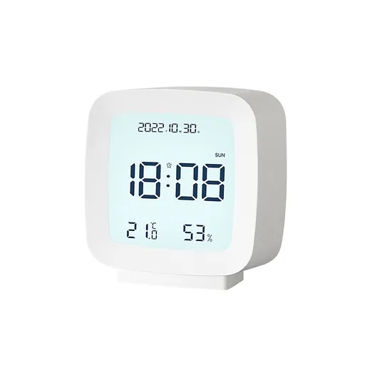Kids Alarm Clock LED Digital Indoor Alarm Clocks with Temperature and Humidity Display for Kids White