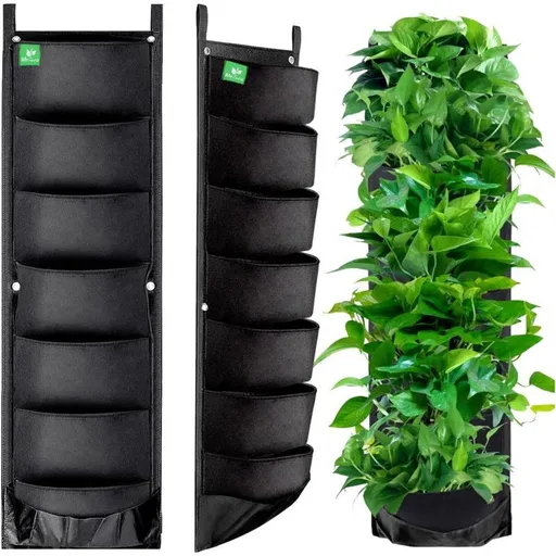 2 Pack Hanging Wall Planters with 7 Pockets for Indoor Outdoor Balcony and Garden Use