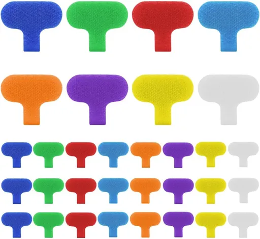 32 Pieces Multi-Color Electronic Cable Identification Tags Write On Cord Labels for Computers Management Writable Wire Electronics Self-Adhesive Nylon Wrap-It Label (8 Colors)