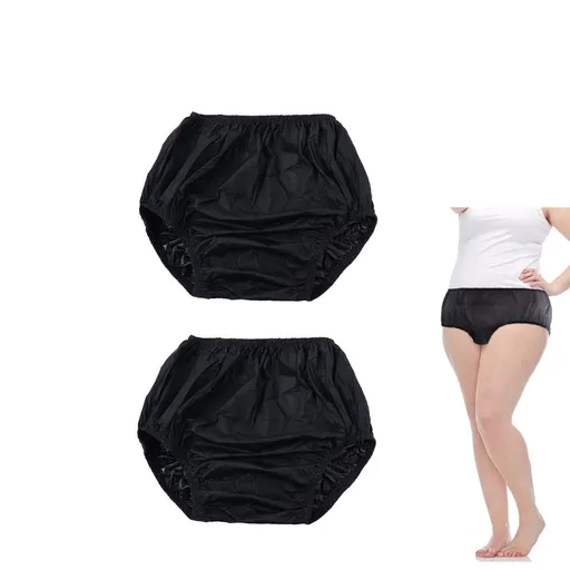Lightweight Diaper,2 Pack Portable Adult Leakproof Diapers Covers for Indoor,Portable Plastic Waterproof Incontinence Pants for Indoor,Outdoor,Black XL Black-Size S Black-Size S
