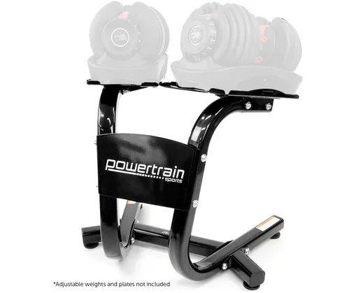 Powertrain Heavy Duty Ergonomic Adjustable Dumbbell Stand Weight Plate Rack Holder for Home Gym Strength Workout
