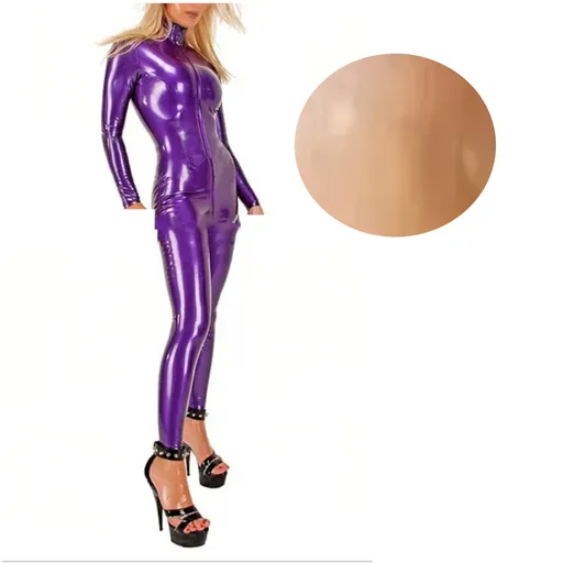 House Of Dasein Latex Catsuit Handmade Rubber Bodysuit With Front Crotch Zip For Women - Clear - Xs