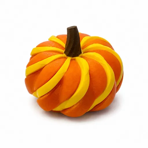 3D Printed Pumpkin Decoration Spiral Design Lightweight Orange and Yellow Halloween Tabletop Ornament