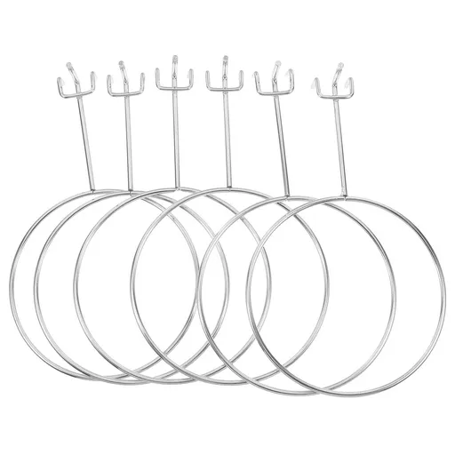 Hat Display Rack Silver Stainless Steel 6Pcs Wall Organizer For Warehouses