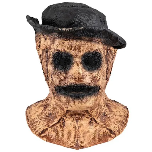 Top Hat Decor Scarecrow Latex Mask, Retro Terror Full Head Cover for Halloween Masquerade Ball, Haunted Venue Decor and Christmas Themed Performance, Model 40559