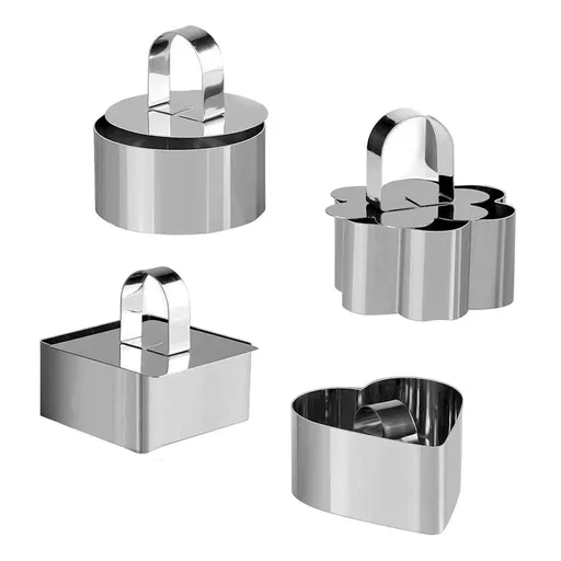 Cake Rings Cooking Rings Dessert Mousse Mold Stainless Steel with Pusher for Desserts Making (4PCS)