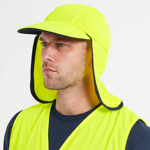 Hi Vis Legionnaire Hat Cap Sun Protection Workwear Legionnaires Fluro One Size - Fluro Yellow
