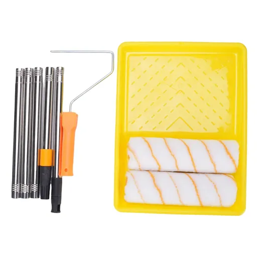 Paint Roller Kit Set Multi Function with 1.2m Stainless Steel Extended Detachable Pole Handle for Wall Ceiling