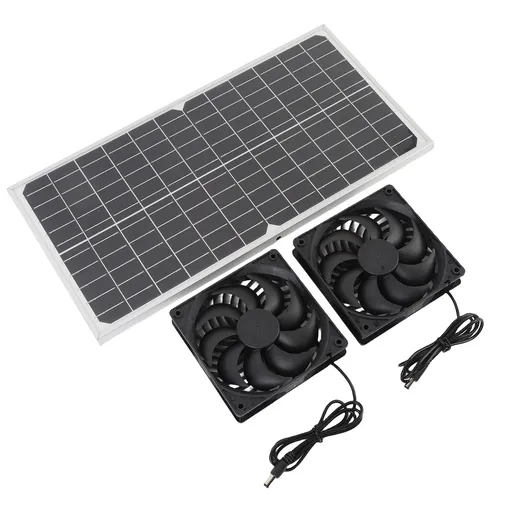 80W Double Solar Exhaust Fan with Monocrystalline Silicon Panel IPX7 Rain Proof High Speed Low Noise 6.7in Solar Ventilation Fan for Pet House