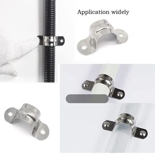 5Pcs Rigid Pipe Strap,Stainless Steel 2 Holes Cable U Bracket Pipe Clamp for Fixing Pipe or Cable 25MM