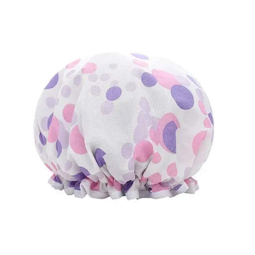 Double Layer Lux Shower Cap Bath Hat Hair Care Women Sleep Waterproof Reusable - White
