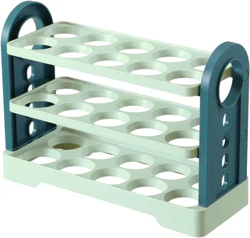 Egg Basket 30 Compartments 3 Layers - Dark Blue Flip-Down - With Handle for Refrigerator