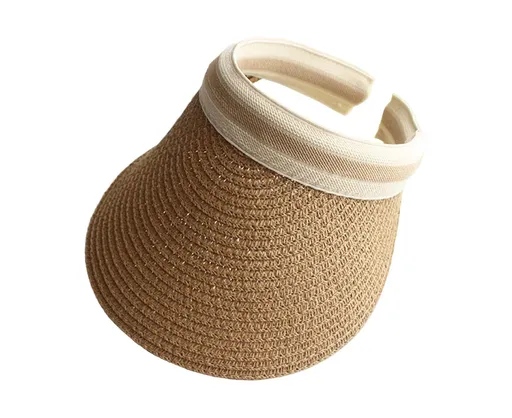 Sun Visor Hat Wide Brim Straw Cap, Khaki