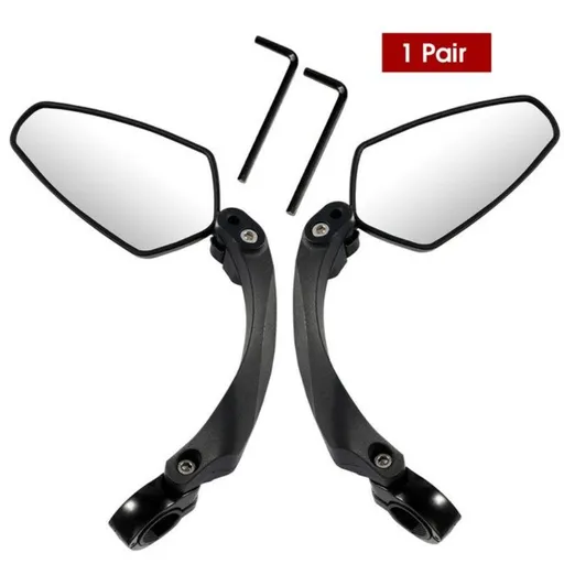1 Pair Universal Bicycle Rear View Mirrors with Adjustable Arms for Mountain Bikes, Road Bikes, E-Bikes and Scooters, Black
