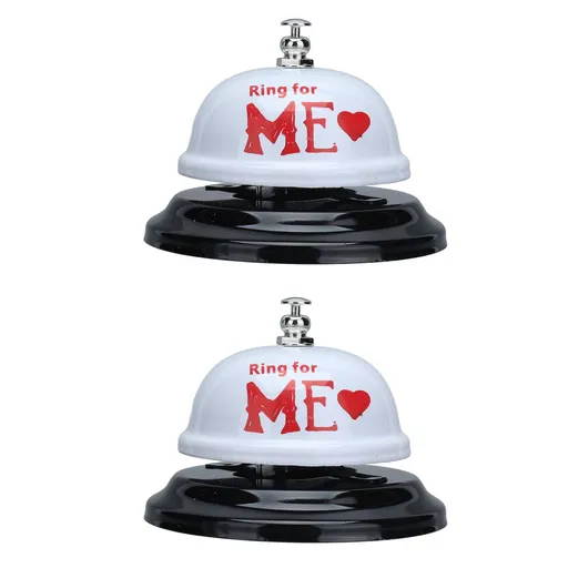 2Pcs Meal Bells Stainless Steel Hand Pressed Bell Counter Food Bells for Restaurant Bar White Paint