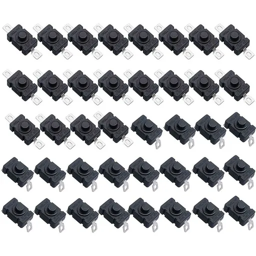 40 pcs Self-Locking Push Button Switch, Kan-28 Mini Flashlight Switch (20 pcs Flat Pin With Hole + 20 pcs Bent Pin With