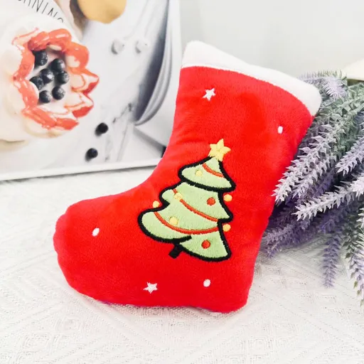 Christmas Squeaky Dog Toys 2 Pack - Christmas Tree Stocking Plush Toys, 16 x 11 cm, Lightweight Interactive Holiday Pet Toys for Indoor Play and Festive Gifts