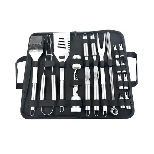 29 Piece Stainless Steel BBQ Grill Tool Set with Storage Case for Camping, Picnics, Outdoor Barbecue and Home Grilling