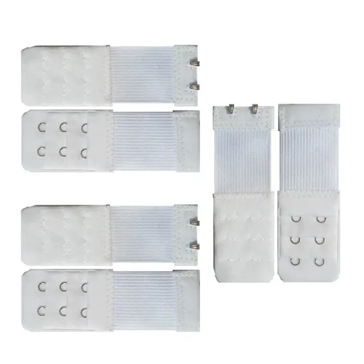 Bra Extension Buckle Polyester 6Pcs 3In Size 4 White