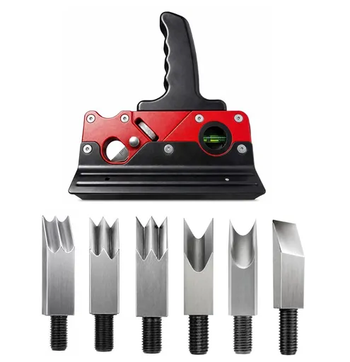 Multi-Blade Woodworking Chamfer Plane - Hand Planer for Edge Trimming & Corner Flattening, Adjustable Depth Fast Trimming Wood Planer with 7 Cutter Heads & Bubble Levels for DIY & Professional Use