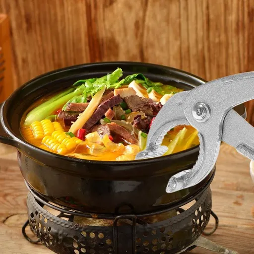 Anti-Scalding Kitchen Tool Silver Aluminum Hot Pot Gripper for Safe Lifting