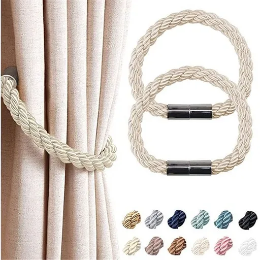 2-piece set of strong magnetic curtain straps with modern minimalist style, convenient for decoration, woven rope curtain straps suitable for thin or thick home and office curtains