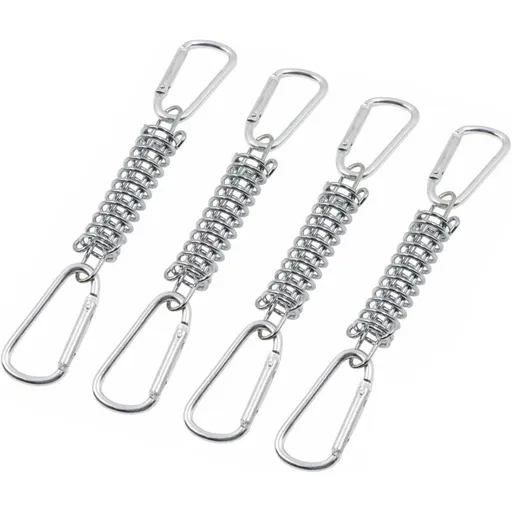 4 Pcs Spring Loop Tension Blind Fixing, Shade Sail Fixings Accessories in Stainless Steel with 4 Helical Springs and 8 Carabiners for Tents, Awnings