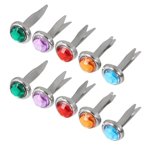 Decorative Brads For Crafting Mini Alloy Round Assorted Color 50Pcs 0.5x0.5x2Cm