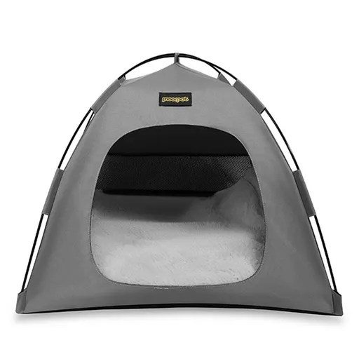 Grey All-Weather Portable Pet Tent with Dual-Sided Cushion & Insect-Proof Mesh – S Size 40 x 40 x 35 cm, Waterproof & Sun-Proof Outdoor Four Corner Dome Kennel for Dogs & Cats Travel Camping