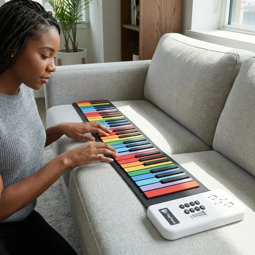 49-Key Rainbow Roll-Up Piano – Silicone Waterproof Soft Keyboard, Foldable Portable, Music Enlightenment Instrument(Rainbow colors)