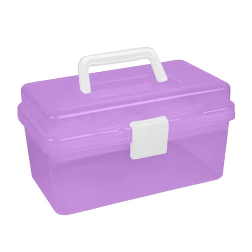 1 Piece Plastic Storage Bins With Lid and Handle, Plastic Latch Storage Box, Stackable Storage Container, Small Plastic, Purple, 18 x 9 x 10.5 cm