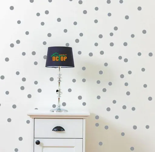 54 Pack Gray Dot Wall Stickers, 3 cm